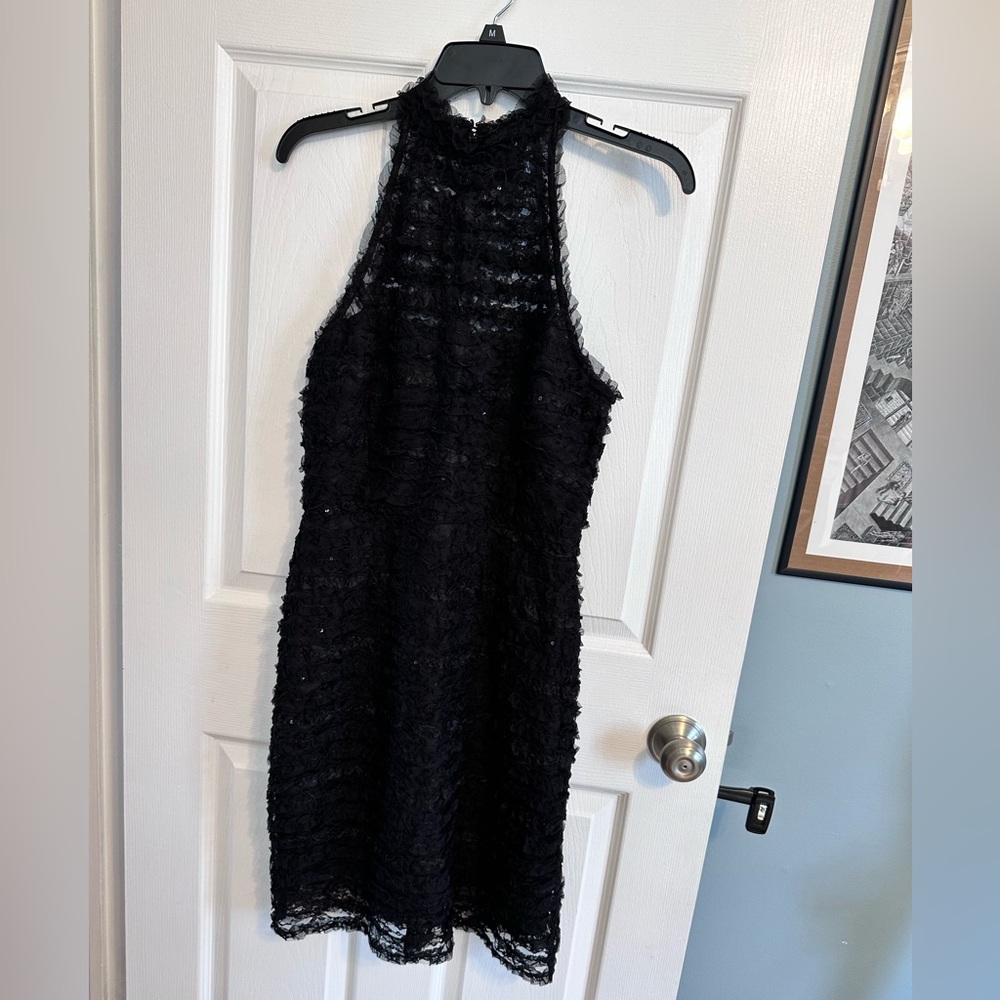 BB Dakota Black Textured Backless Dress